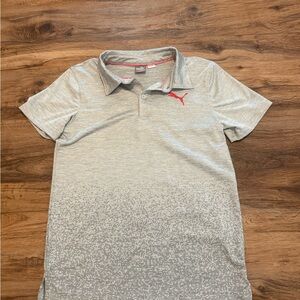 Puma Gray Performance Polo Shirt with Gradient Design